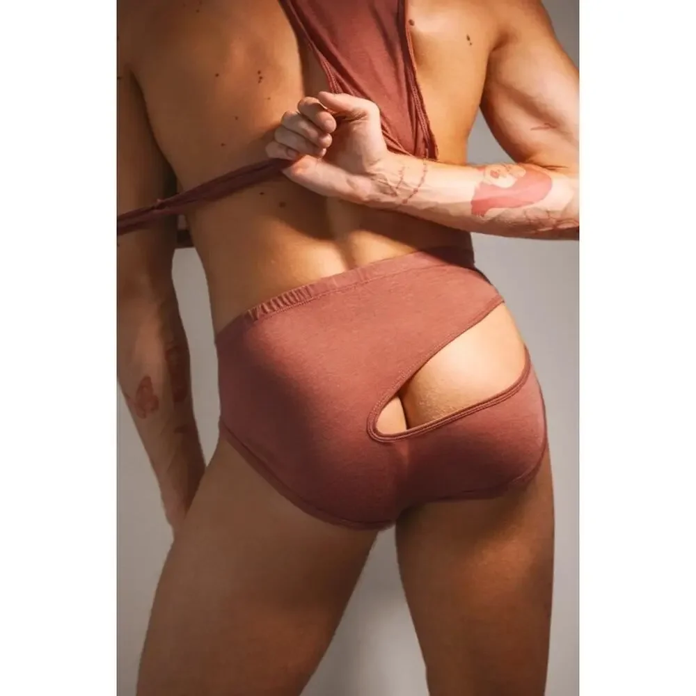 NEW Exterface x Stiaan Louw EX-SL Swear Break Mocha Rose Ripped Brief Large